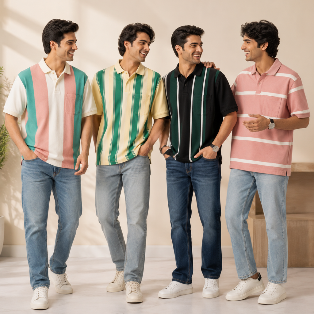 4 Men's Daily Wear Polo T-Shirts with Pockets ( T1 )