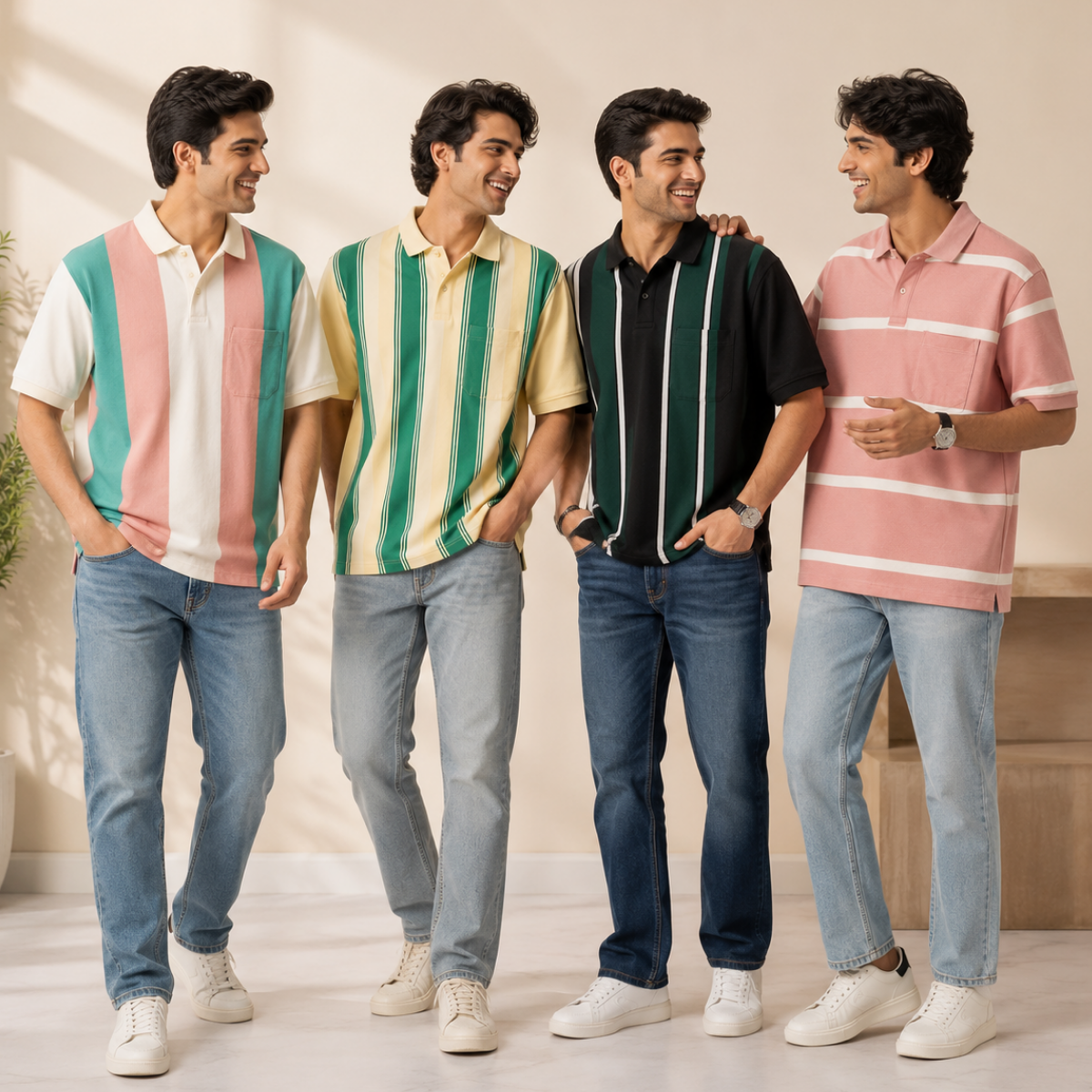4 Men's Daily Wear Polo T-Shirts with Pockets ( T1 )