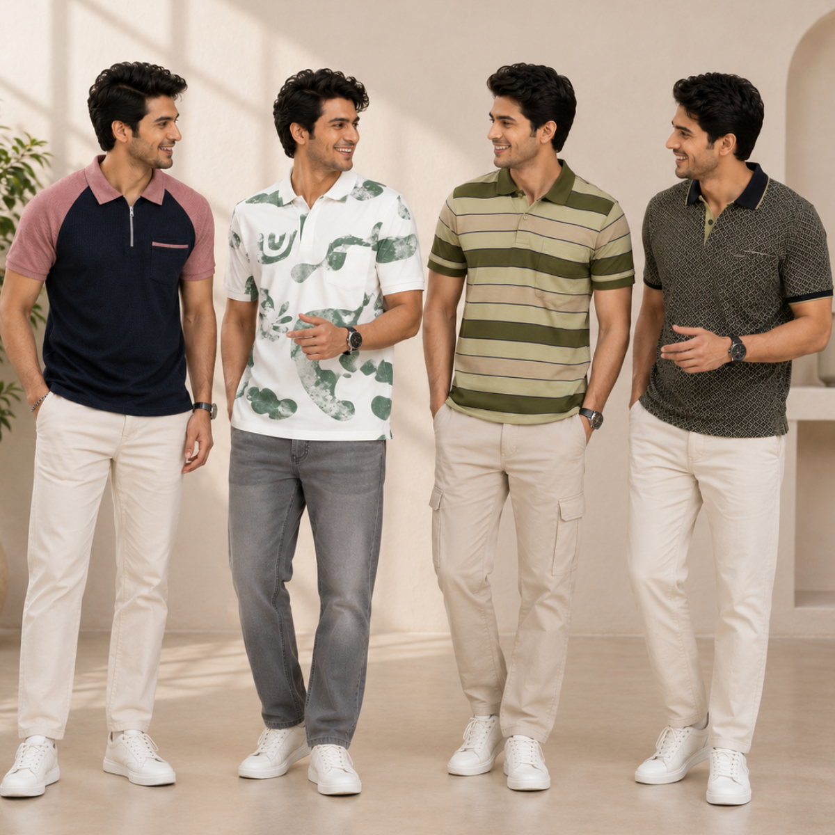 4 Men's Smart Casual Polo with Pockets ( S4 )