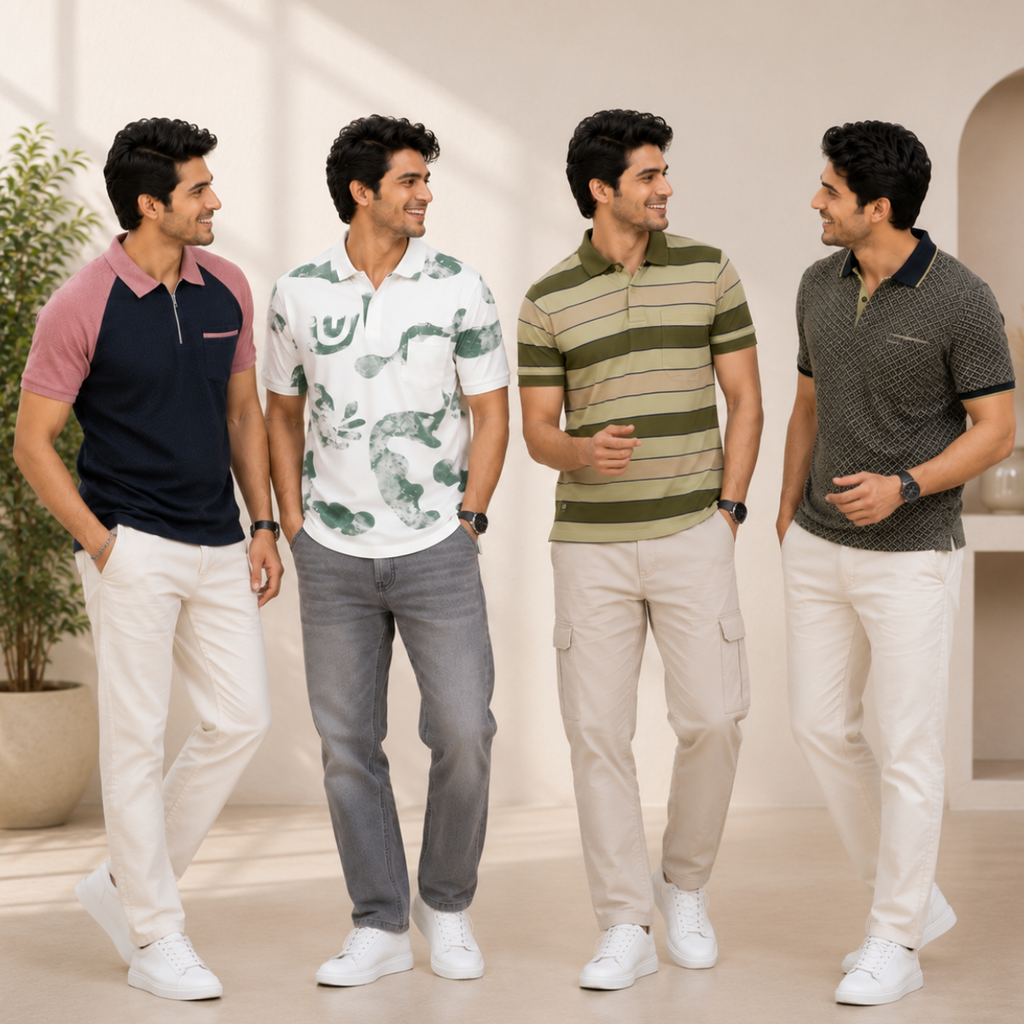 4 Men's Smart Casual Polo with Pockets ( S4 )