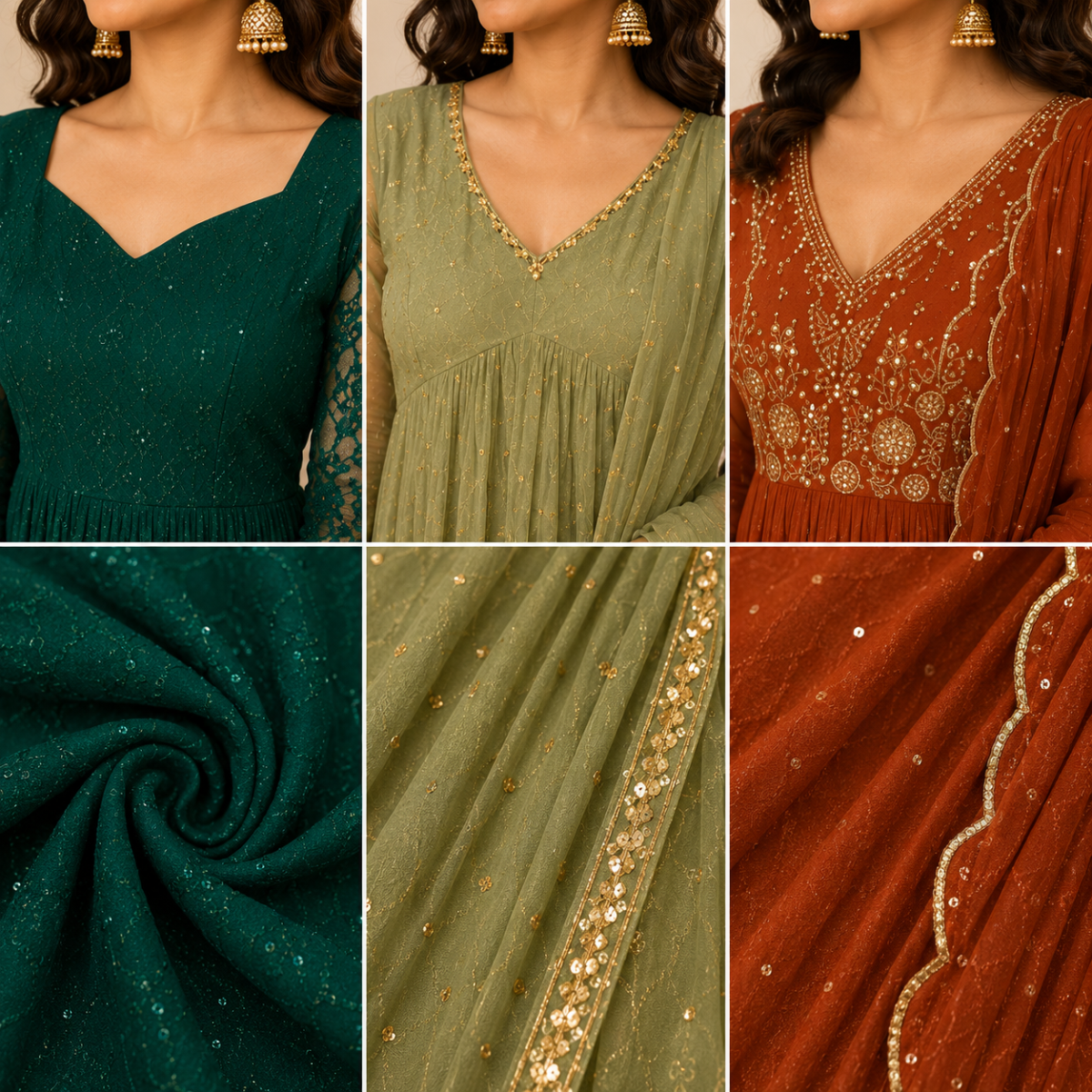 3 Anarkali Style Kurta Set with Dupatta ( A3 )