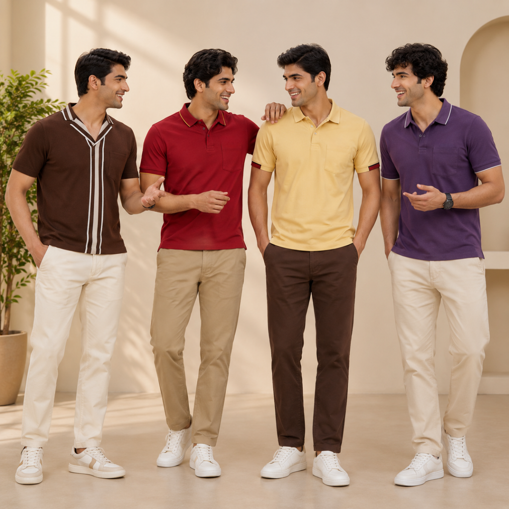 4 Men's Smart Casual Polo with Pockets ( S5 )