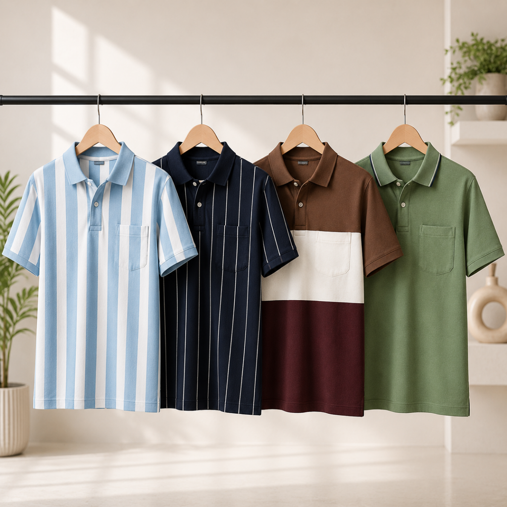 4 Men's Everyday Polo T-Shirts with Pockets ( P-2 )