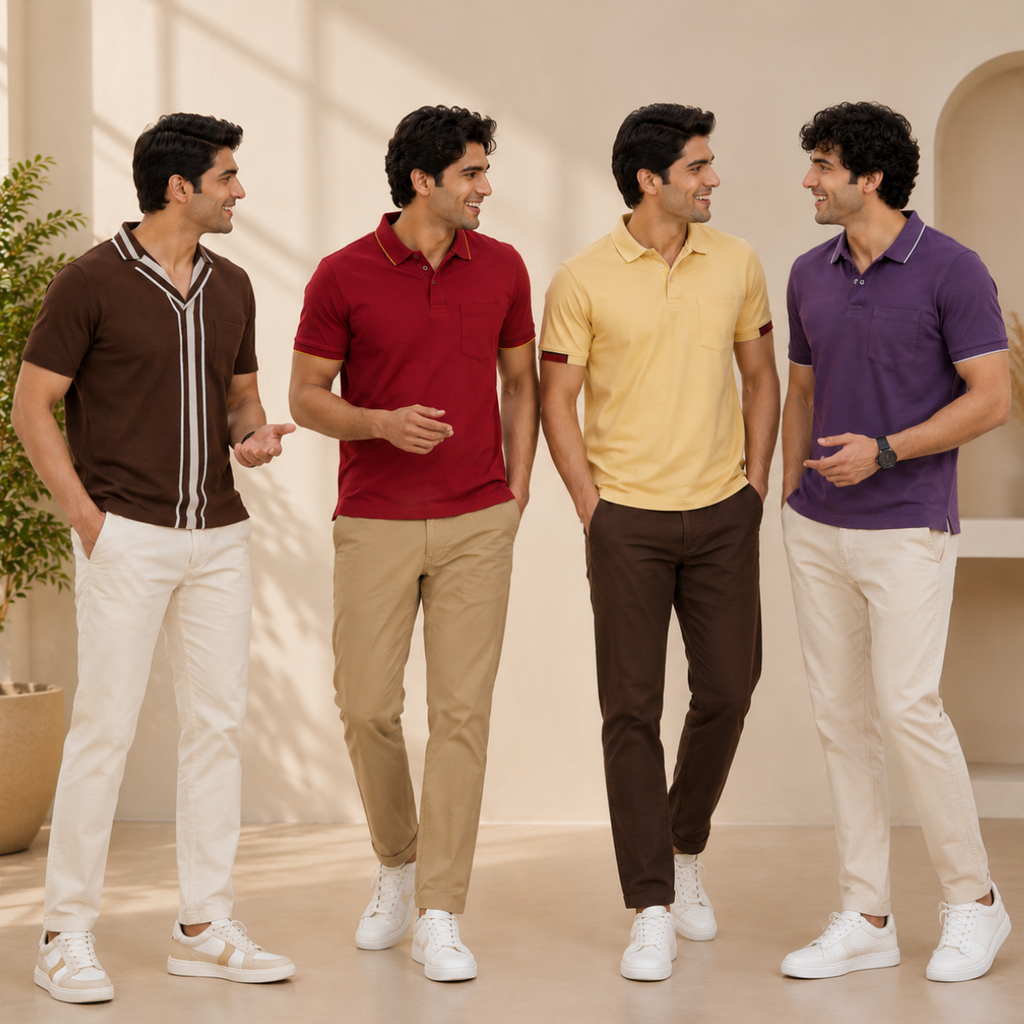 4 Men's Smart Casual Polo with Pockets ( S5 )