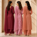 3 Women's Chikankari Kurta Set with Dupatta ( CK4 )