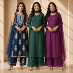3 Women's Chikankari Kurta Set with Dupatta ( CK5 )
