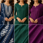 3 Women's Chikankari Kurta Set with Dupatta ( CK5 )