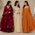 3 Anarkali Style Kurta Set with Dupatta ( A1 )