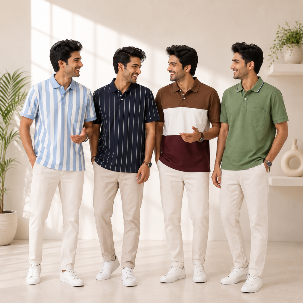 4 Men's Everyday Polo T-Shirts with Pockets ( P-2 )