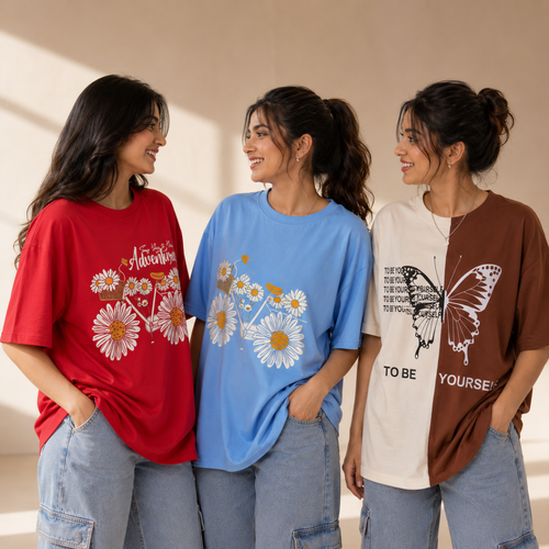 3 Women's Everyday Oversized T-Shirts ( T-3 )