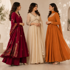 3 Anarkali Style Kurta Set with Dupatta ( A1 )