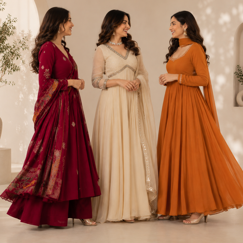 3 Anarkali Style Kurta Set with Dupatta ( A1 )