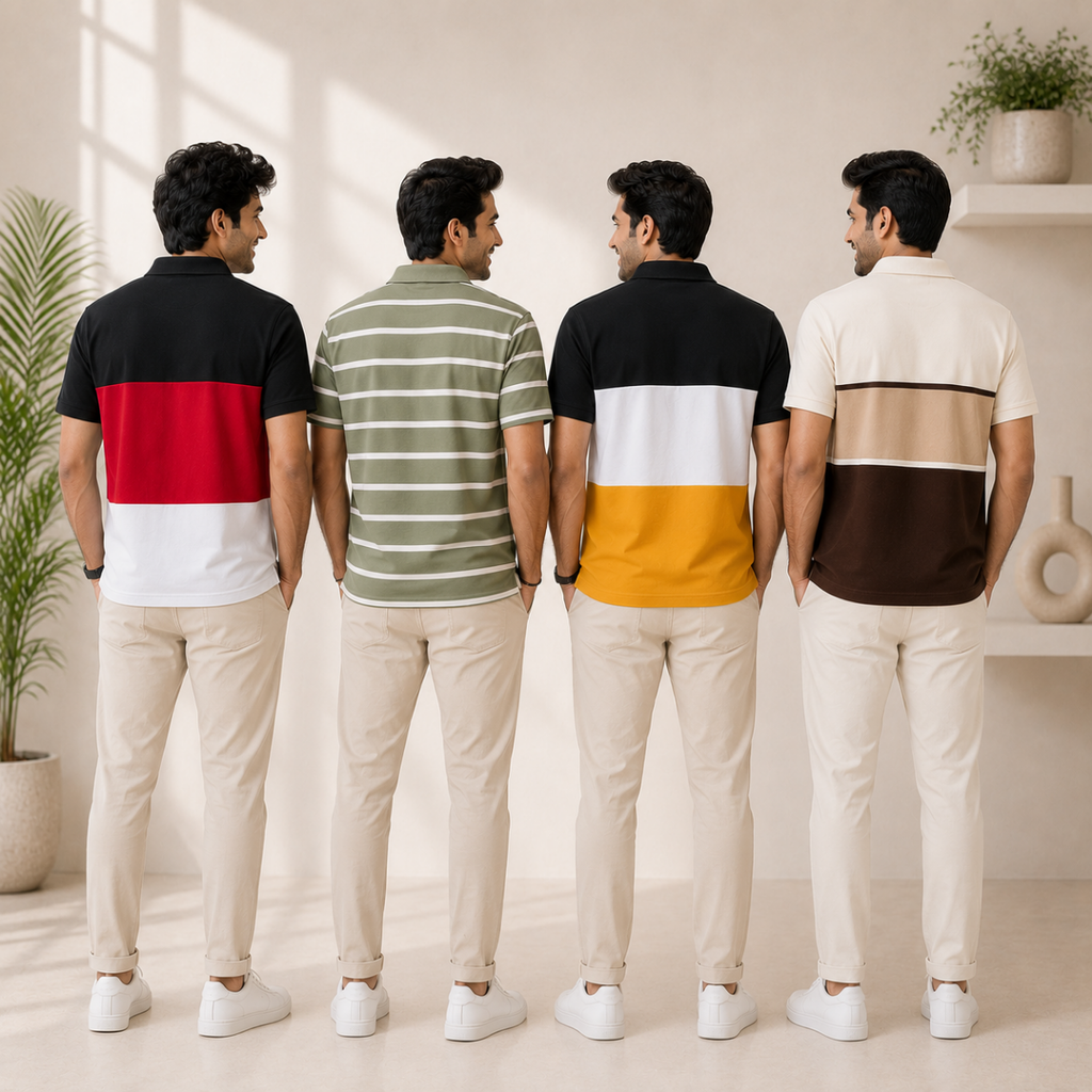 4 Men's Everyday Polo T-Shirts with Pockets ( P-3 )