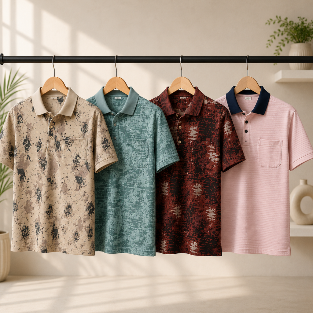 4 Men's Everyday Polo T-Shirts with Pockets ( P-4 )