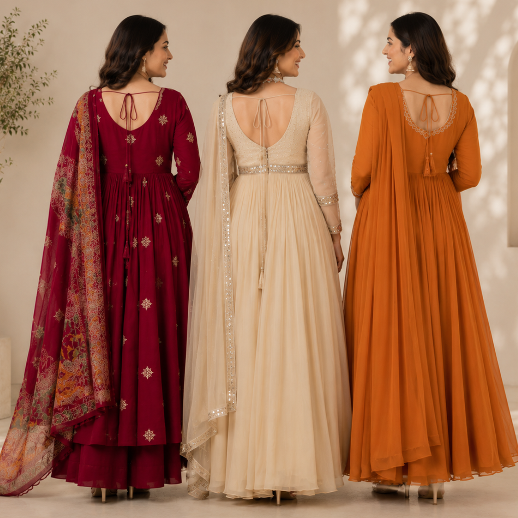 3 Anarkali Style Kurta Set with Dupatta ( A1 )