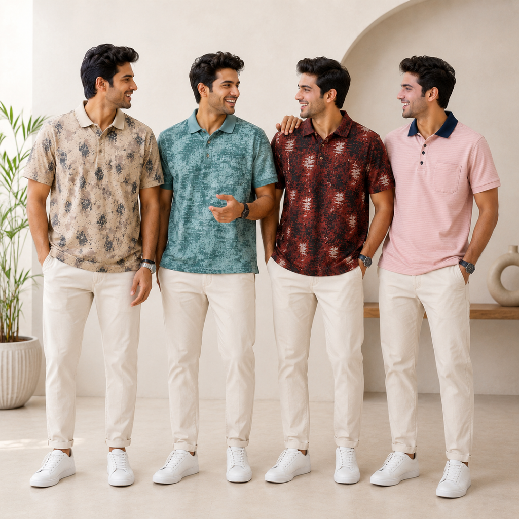 4 Men's Everyday Polo T-Shirts with Pockets ( P-4 )