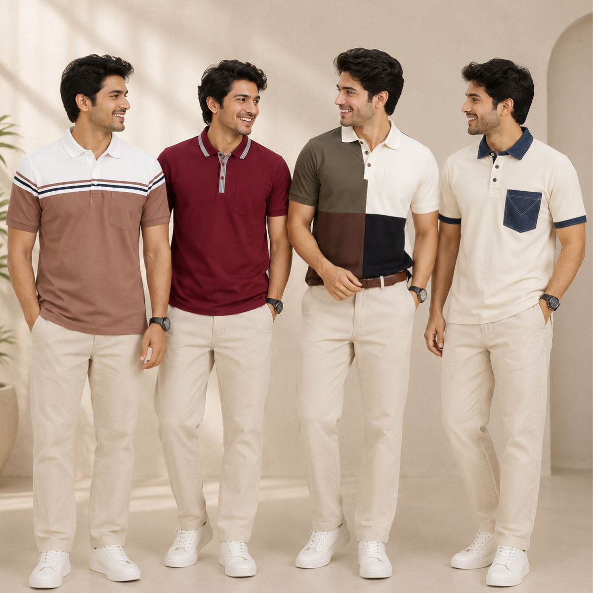 4 Men's Smart Casual Polo with Pockets ( S2 )