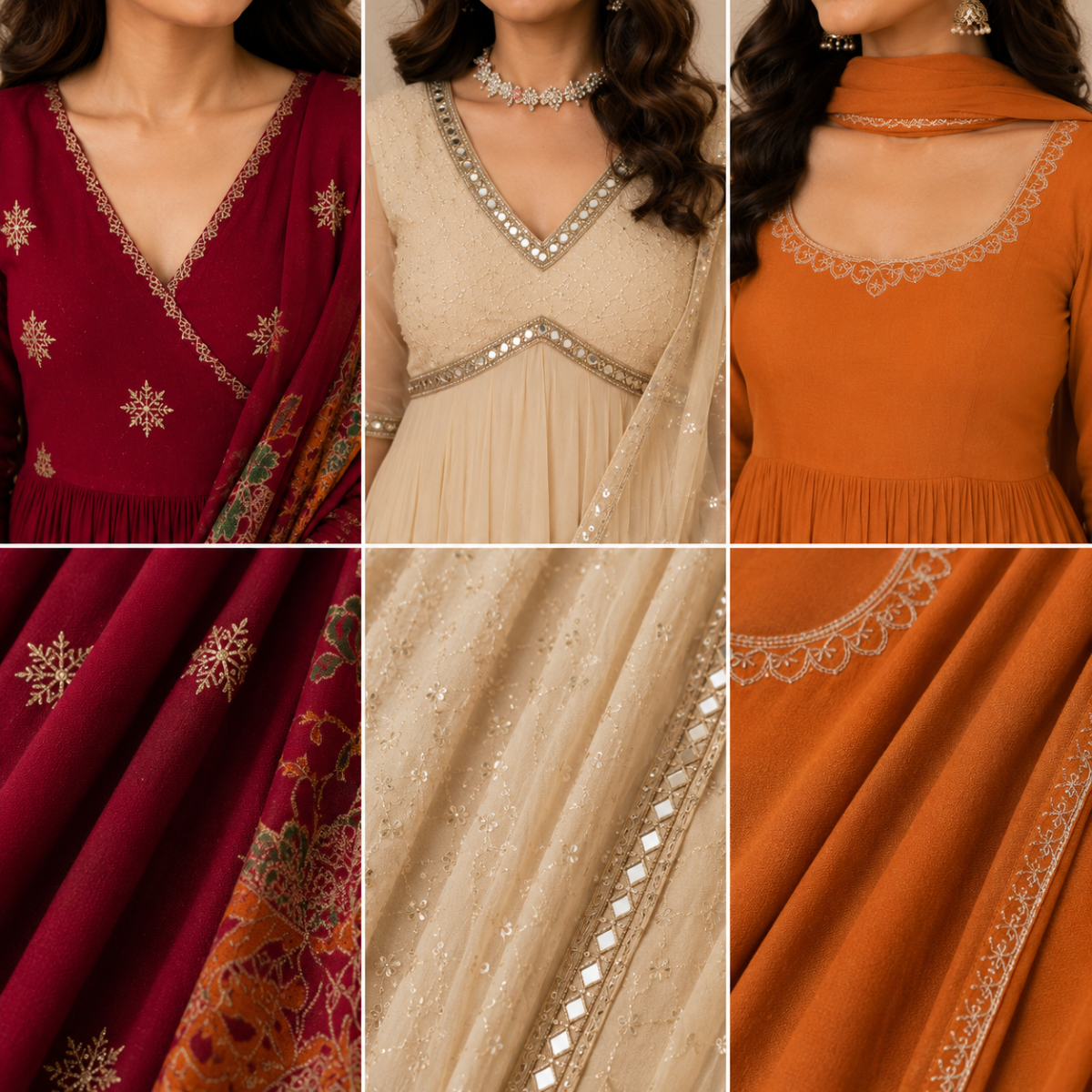 3 Anarkali Style Kurta Set with Dupatta ( A1 )