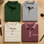 4 Men's Casual Polo Collection With Pockets ( C7 )