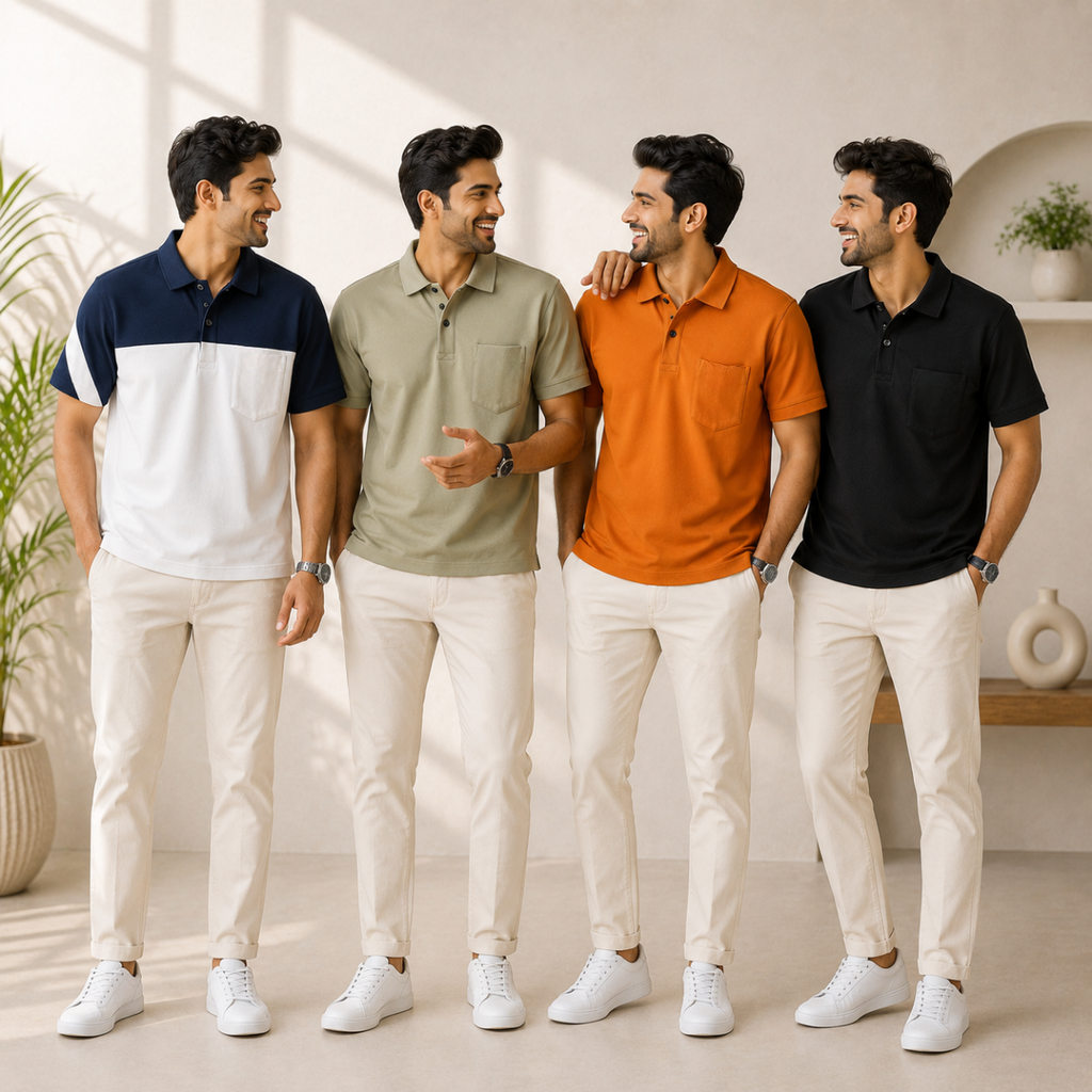 4 Men's Everyday Polo T-Shirts with Pockets ( P-5)