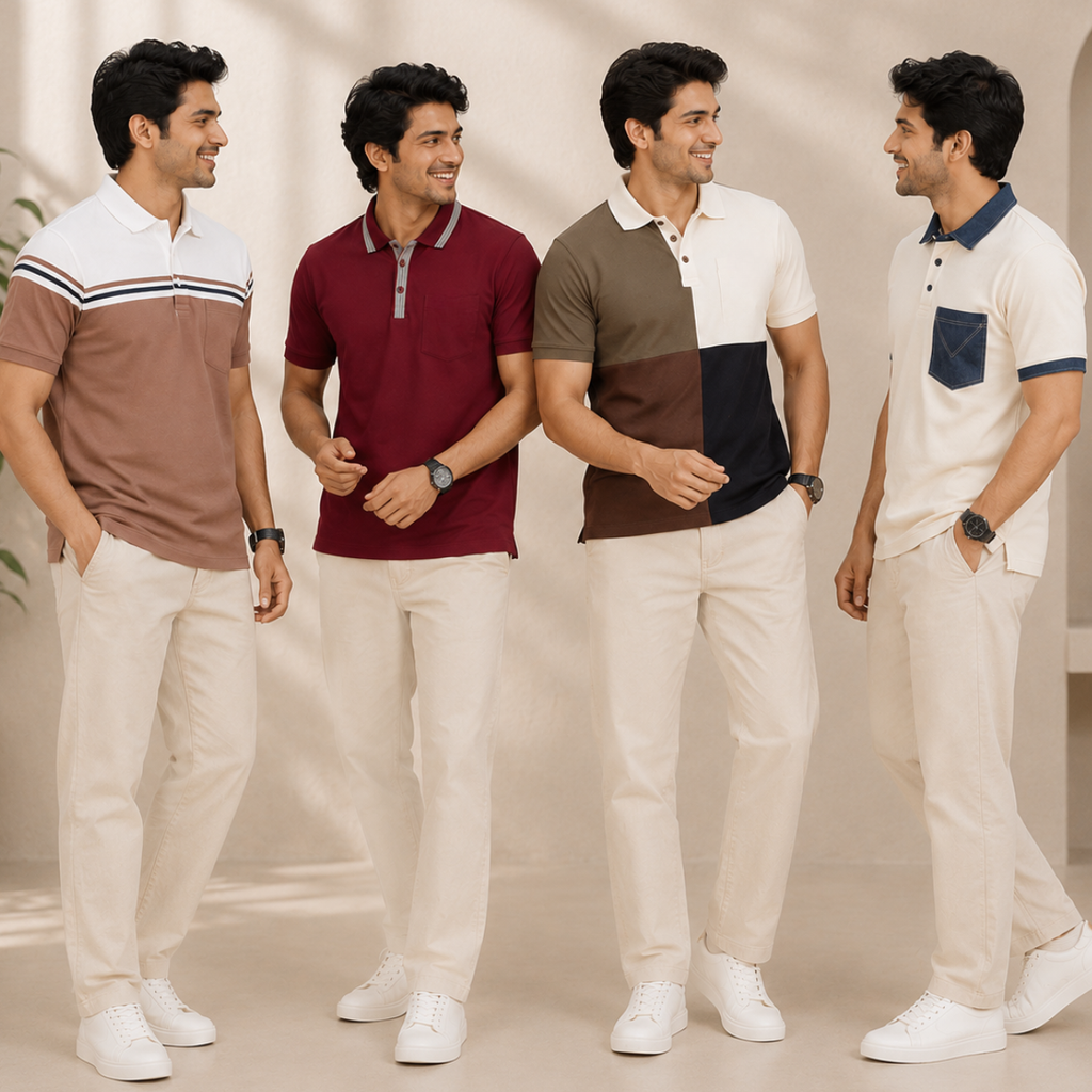 4 Men's Smart Casual Polo with Pockets ( S2 )