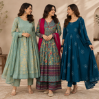 3 Anarkali Style Kurta Set with Dupatta ( A2 )