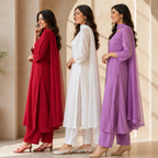 3 Women's Chikankari Kurta Set with Dupatta ( CK2 )