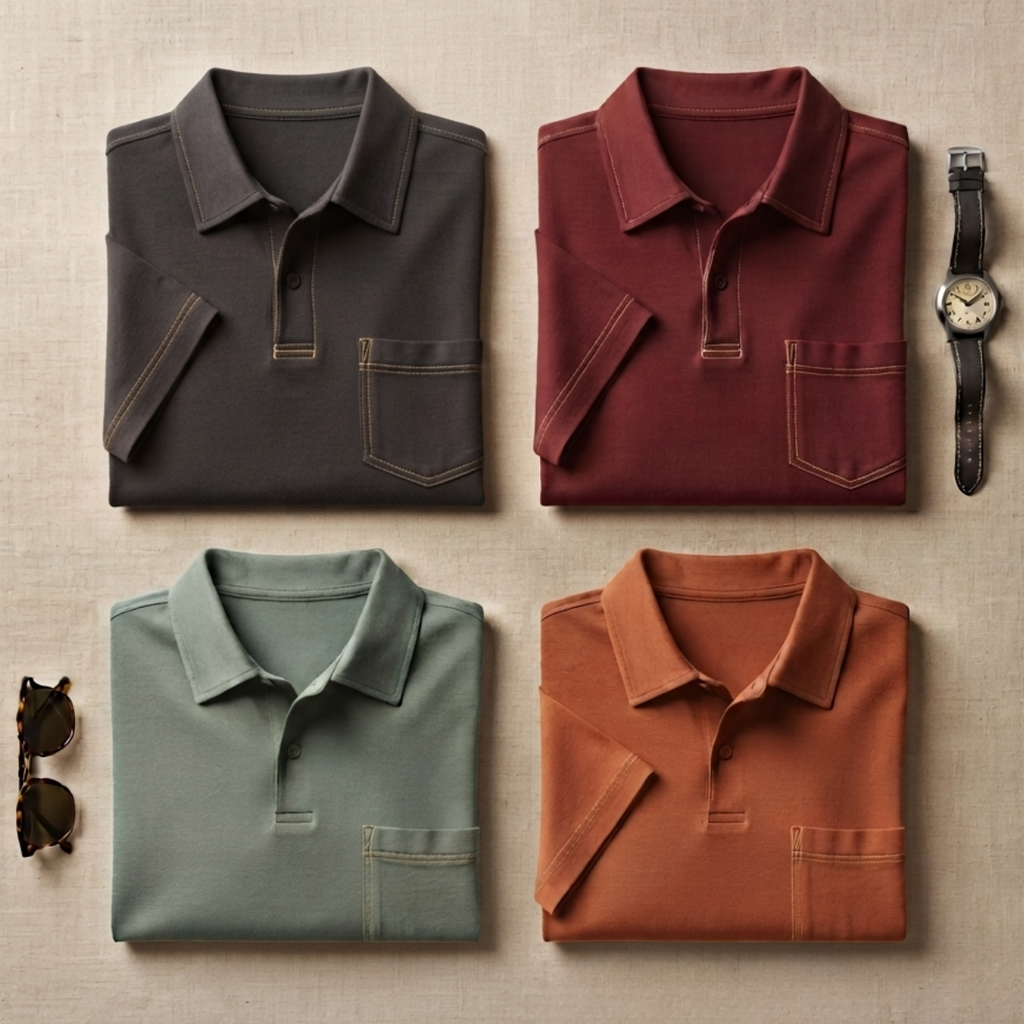 4 Men's Casual Polo Collection With Pockets ( C10 )