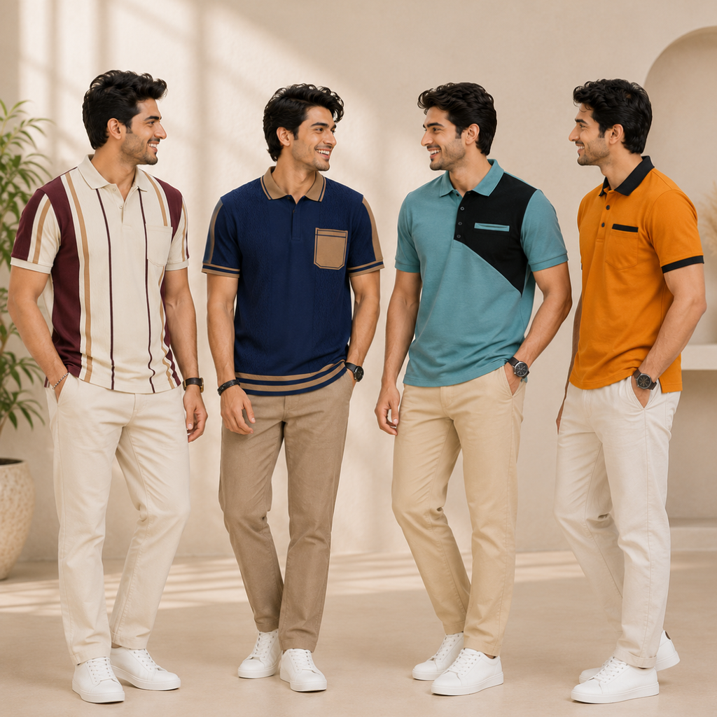 4 Men's Smart Casual Polo with Pockets ( S3 )