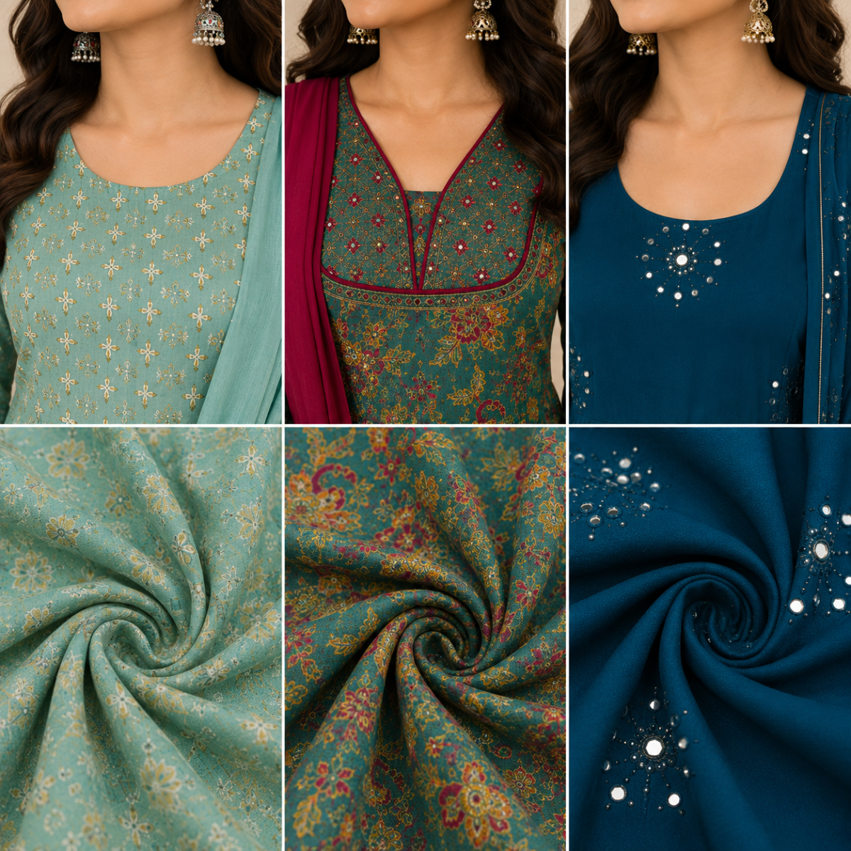 3 Anarkali Style Kurta Set with Dupatta ( A2 )