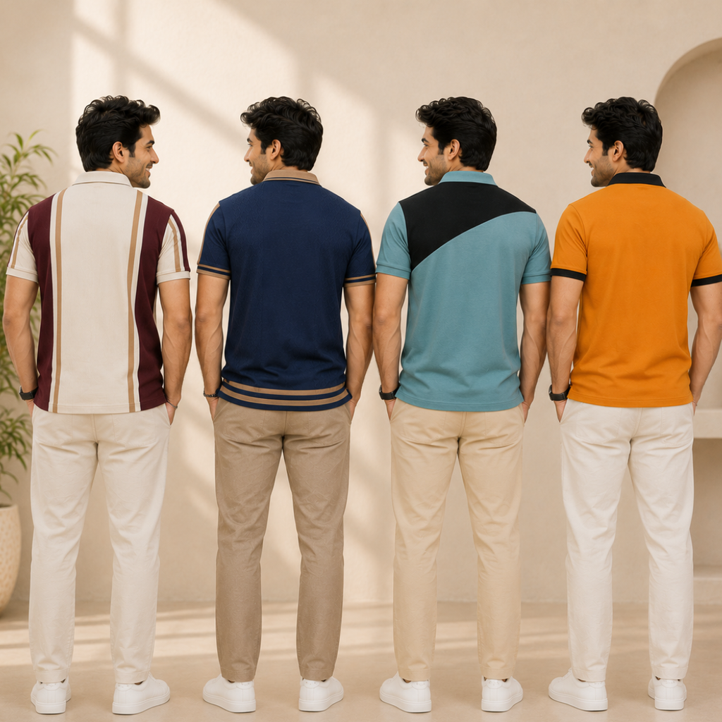 4 Men's Smart Casual Polo with Pockets ( S3 )