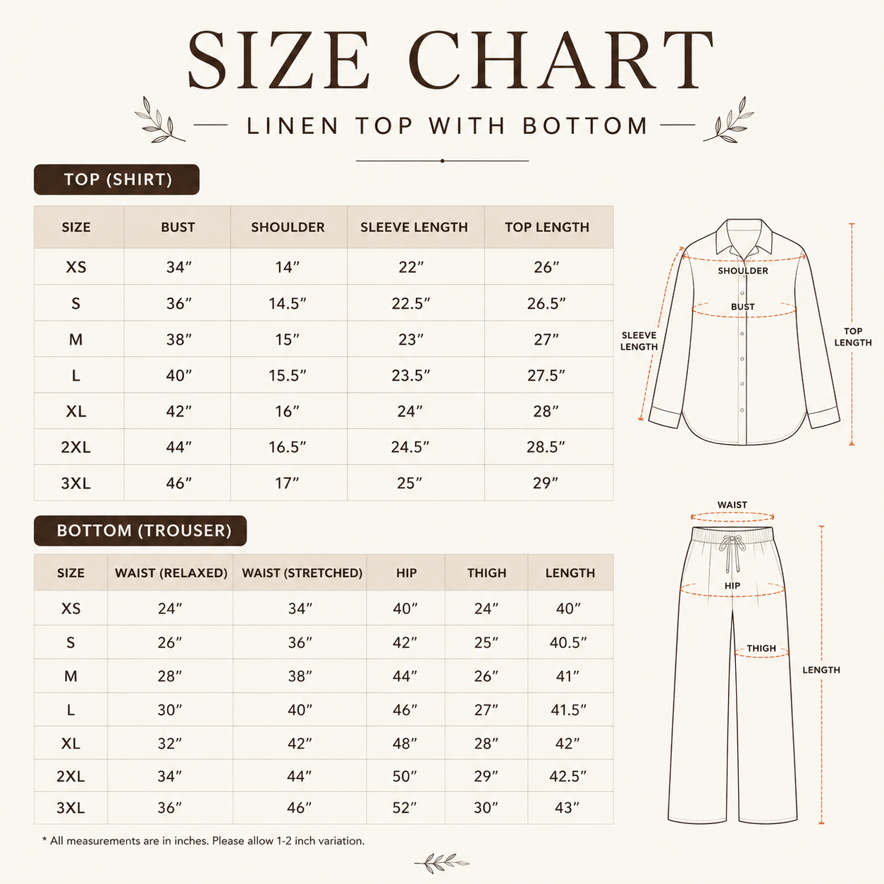 3 Linen Top with Bottom ( L6 )